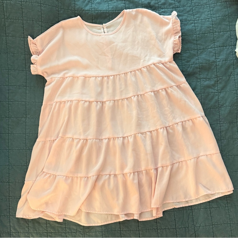Light Pink Ruffle Sleeve Dress - Picture 2 of 4